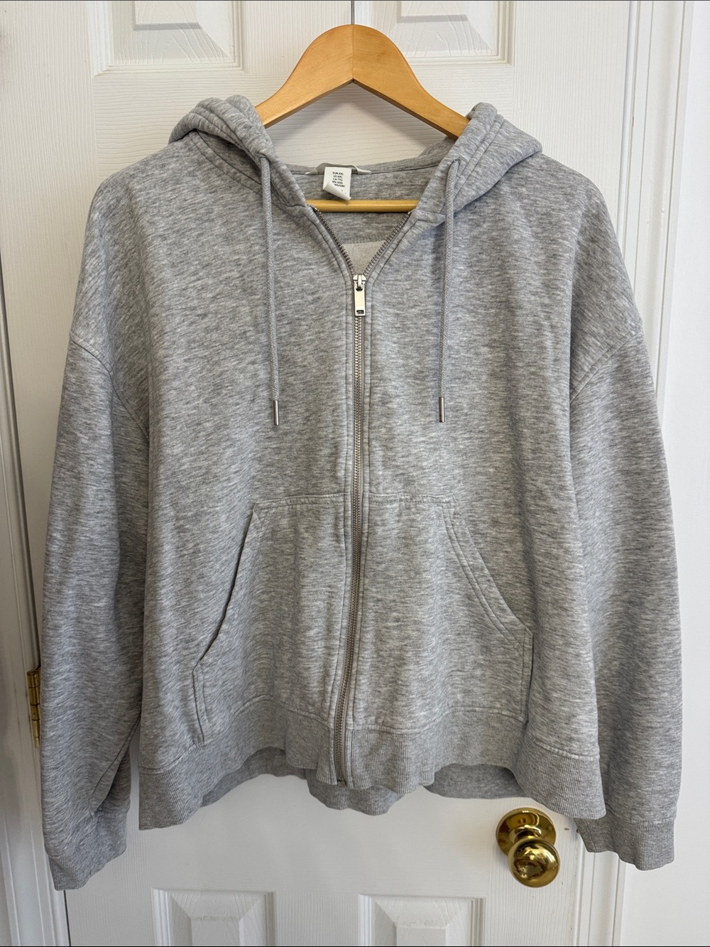 H&M Light Gray Zip Hoodie with Drawstring